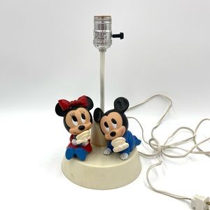 Baby Mickey and Minnie Mouse Lamp 1984 Disney Vintage No Shade.